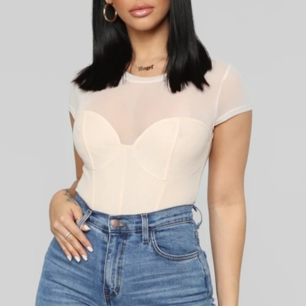 Fashion Nova M blush pink True Love bodysuit